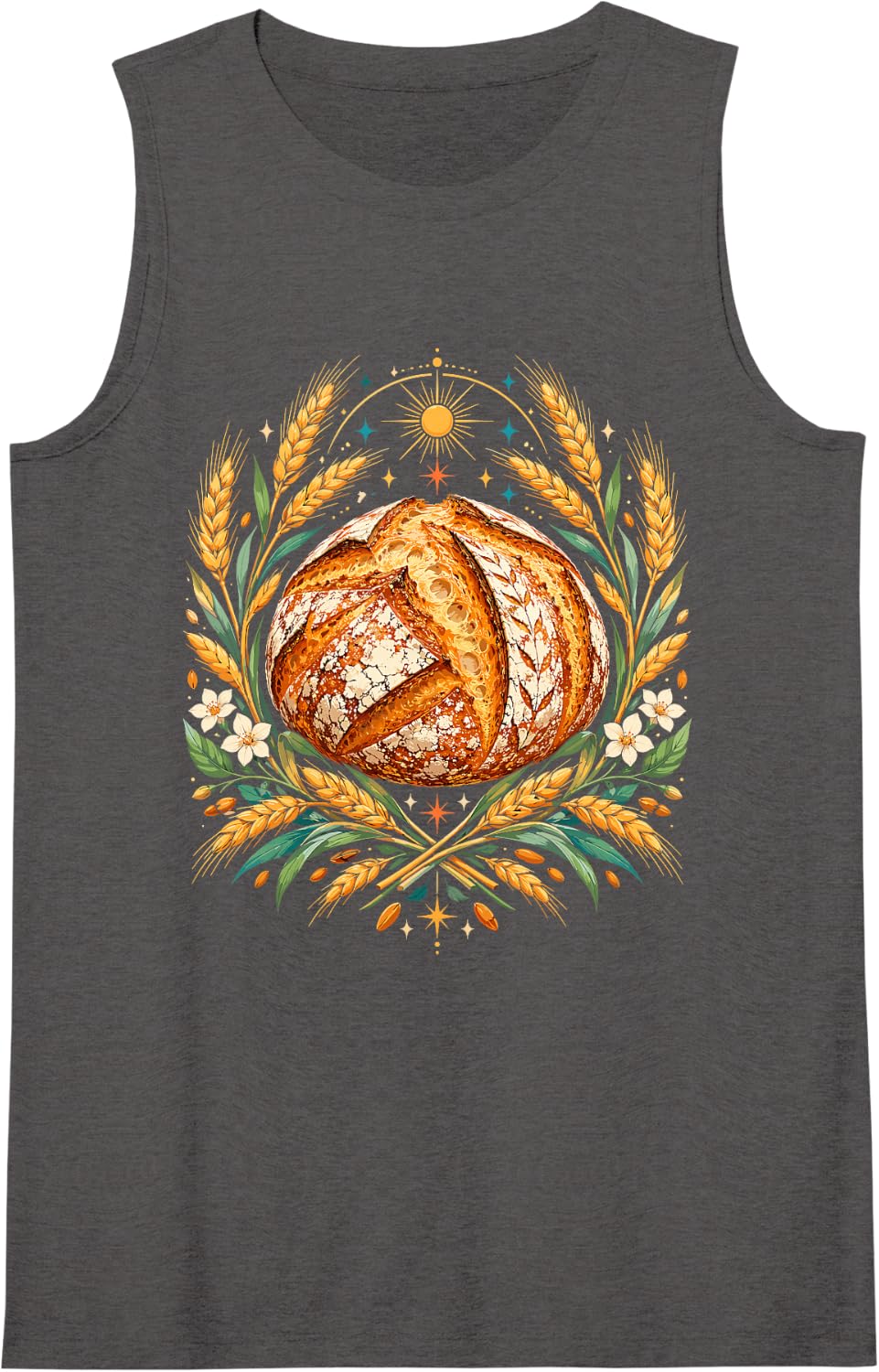 Women's Sourdough Wheat Baking Home Bakers Sleeveless Tank Top - Dark Heather Grey