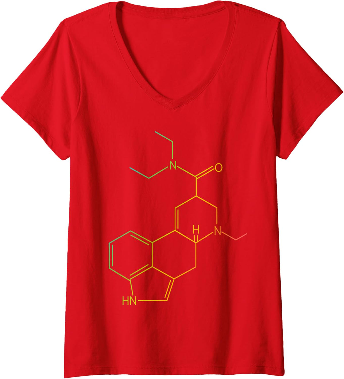 Women's Chemical Structure Science Chemistry Physics STEM Scientist V-Neck T-Shirt - Red