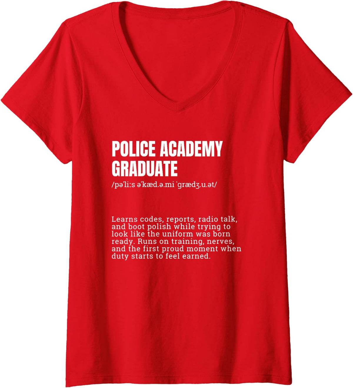 Women's Police Academy Graduate Dictionary Definition V-Neck T-Shirt - Red