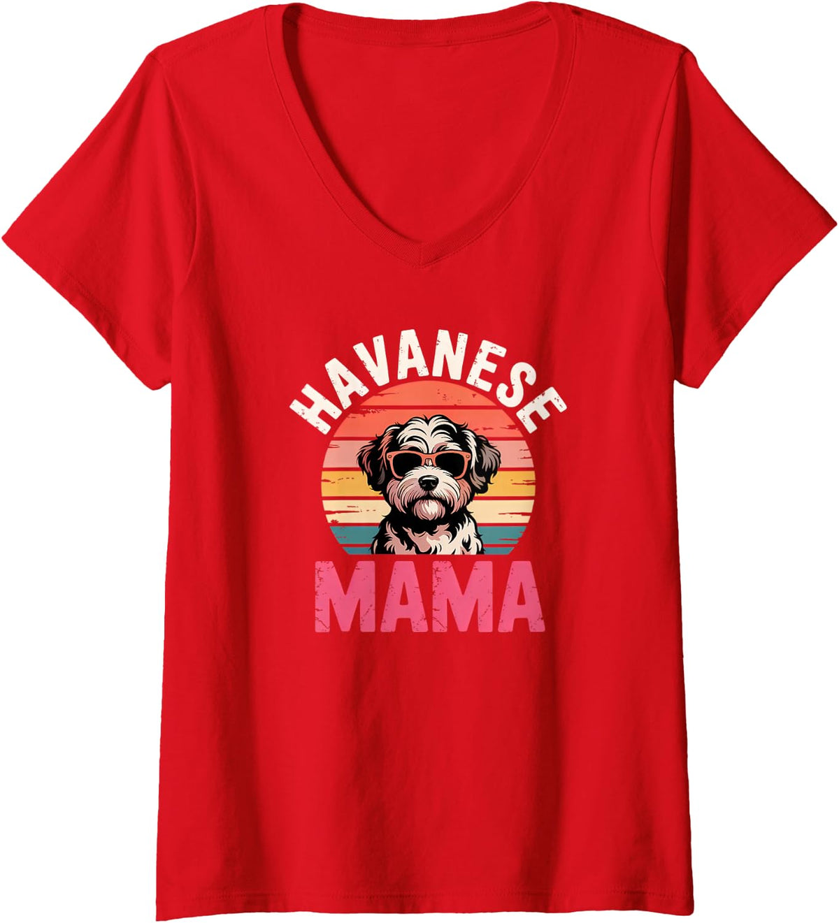 Women's Havanese Mama V-Neck T-Shirt - Red