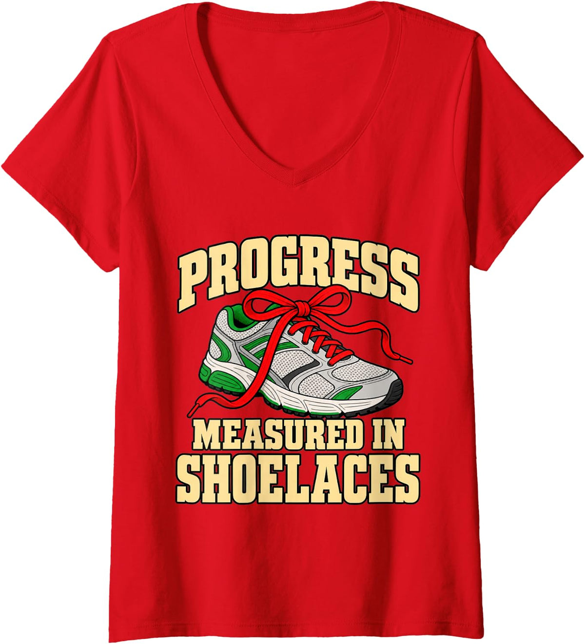 Women's Occupational Therapy Progress Measured in Shoelaces OT Fan V-Neck T-Shirt - Red