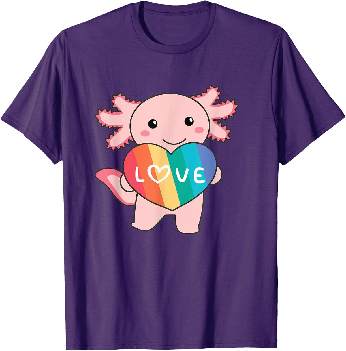 Rainbow Hearts Pride Lgbtq Cute Animals Axolotl T-Shirt - Purple