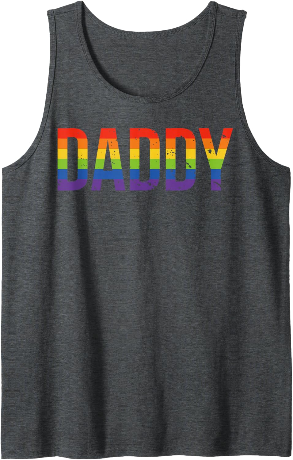 Rainbow LGBTQ Flag Pride Month Fathers Day Daddy Gay Queer Tank Top - Dark Heather Grey