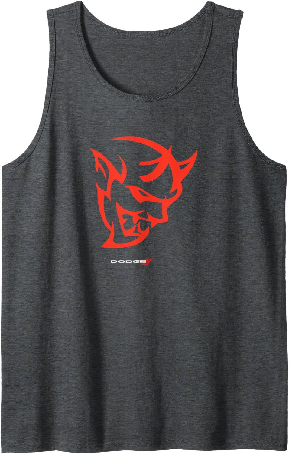 Officially Licensed Dodge Demon Logo Sleeveless Tank Top - Dark Heather Grey