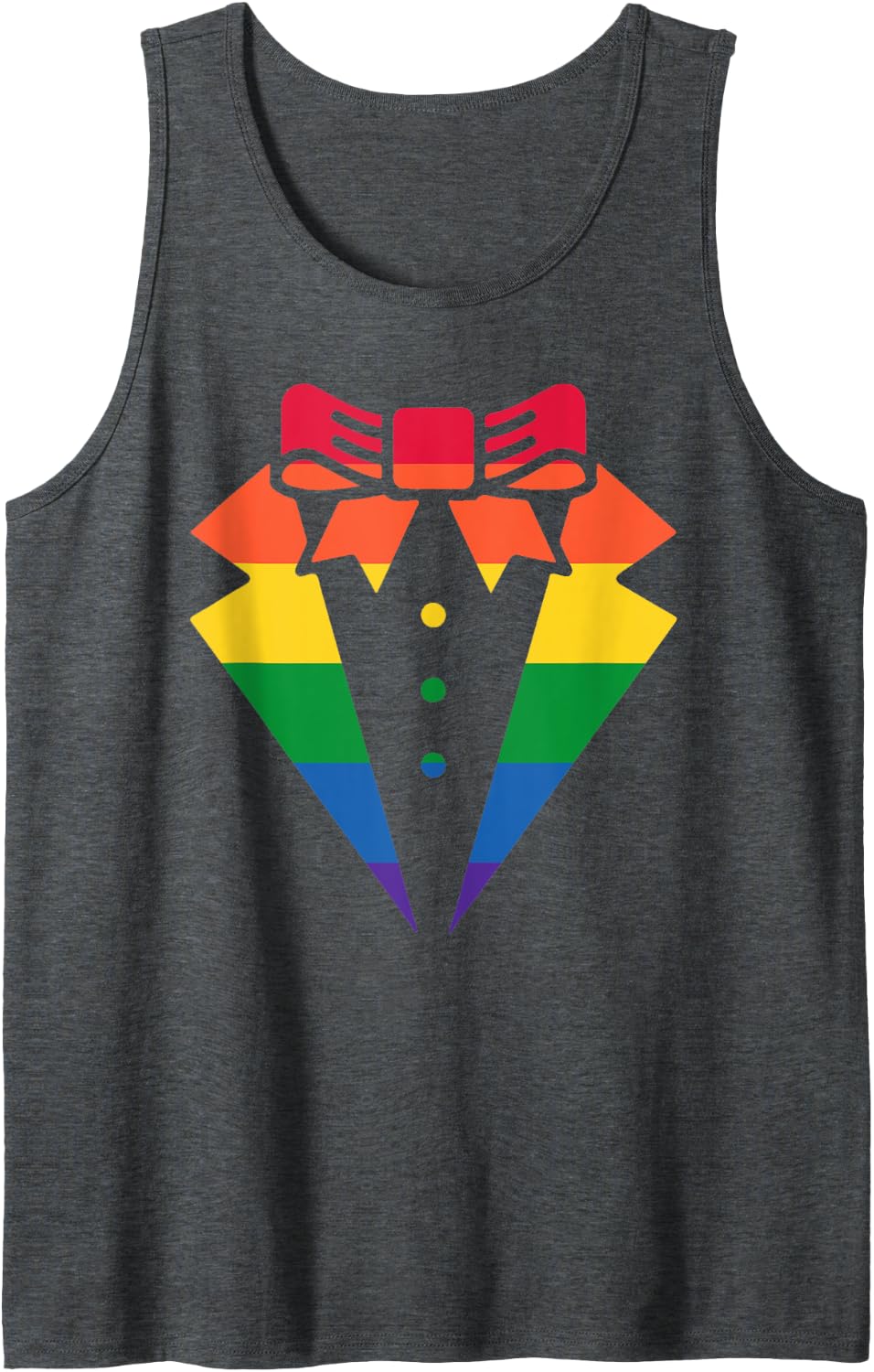Rainbow Colors Pride Tux Wedding Prom Pride Month Tuxedo Tank Top - Dark Heather Grey