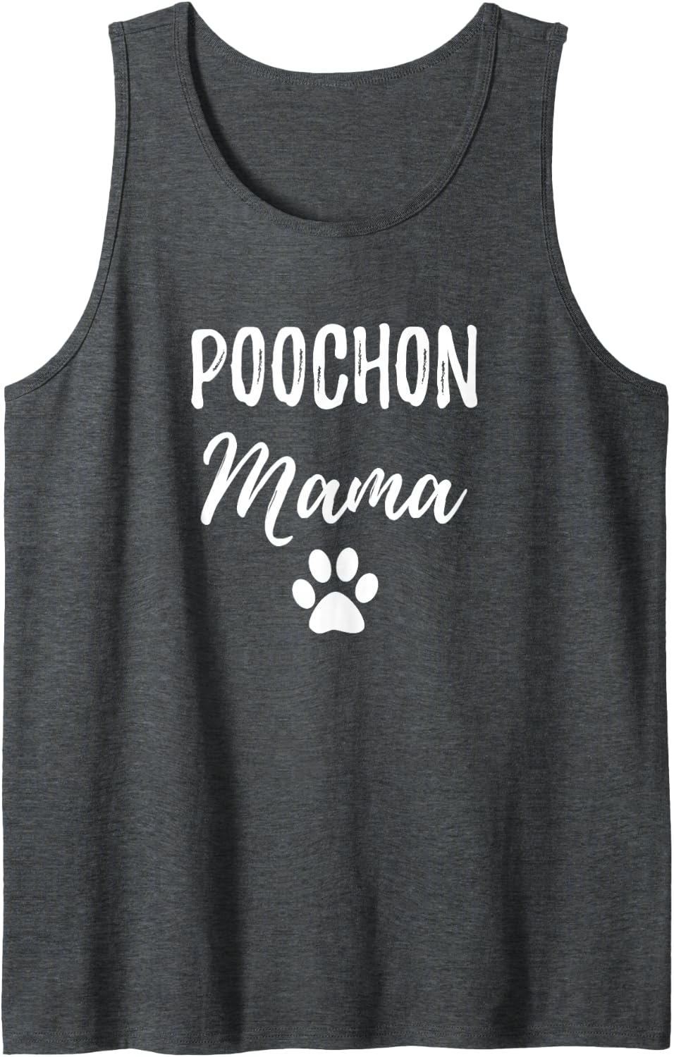 Poochon Mama Funny Dog Mom Gift Sleeveless Tank Top - Dark Heather Grey