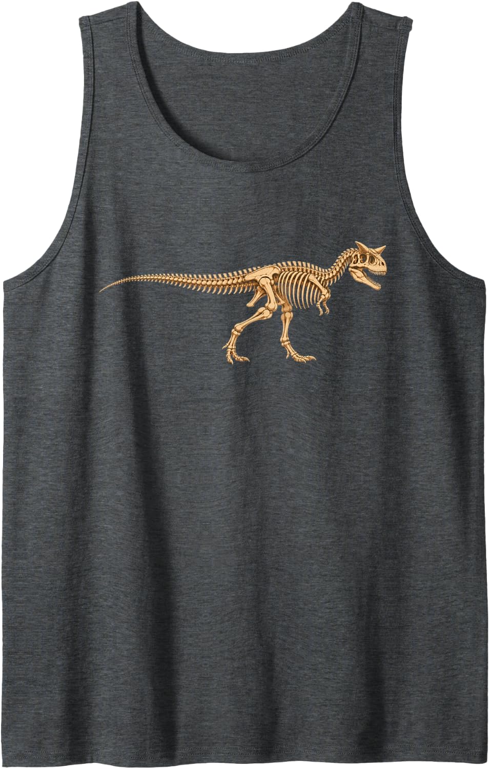 Men's Carnotaurus Skeleton Prehistoric Dinosaur Sleeveless Tank Top - Dark Heather Grey