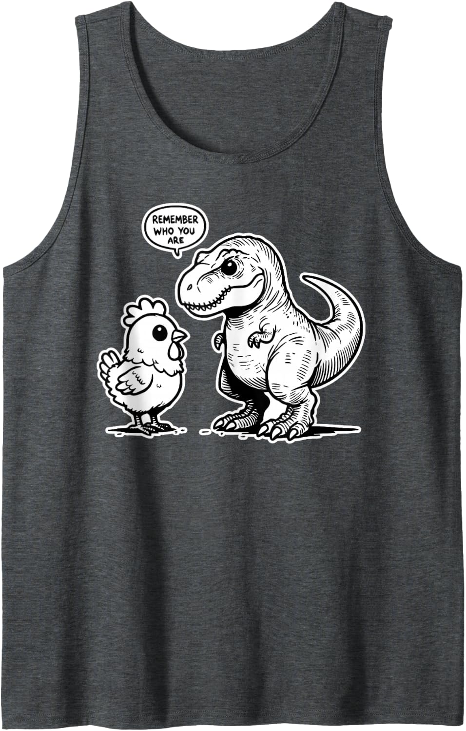 Funny Dinosaur Chicken Evolution Paleo Humor Sleeveless Tank Top - Dark Heather Grey