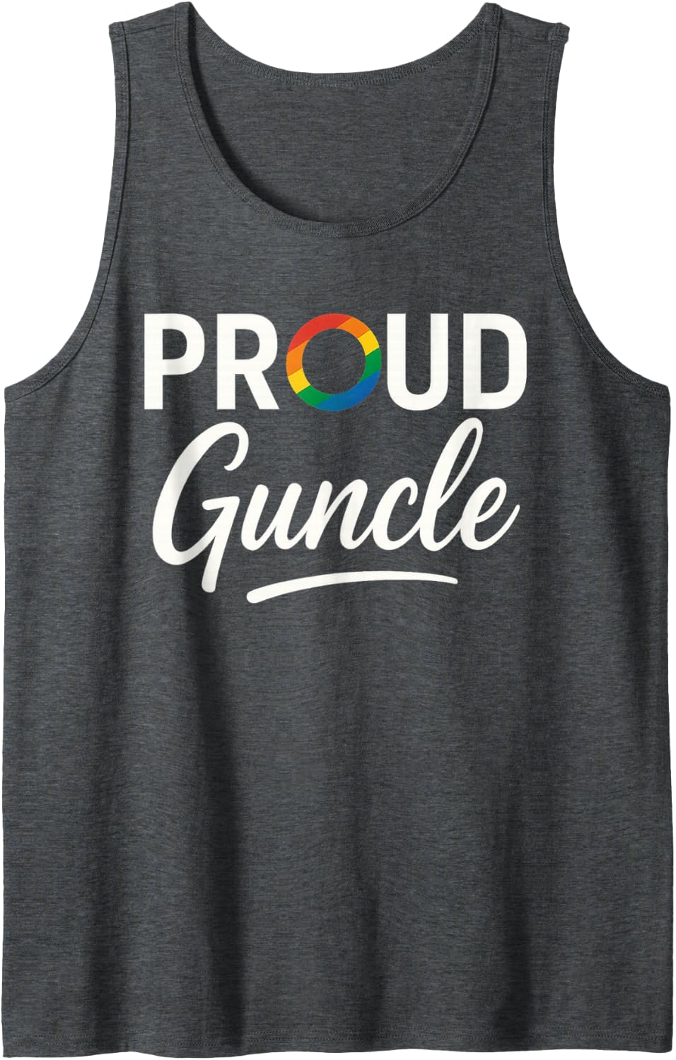 Proud Guncle Cute LGBTQ Pride Month Tank Top - Dark Heather Grey