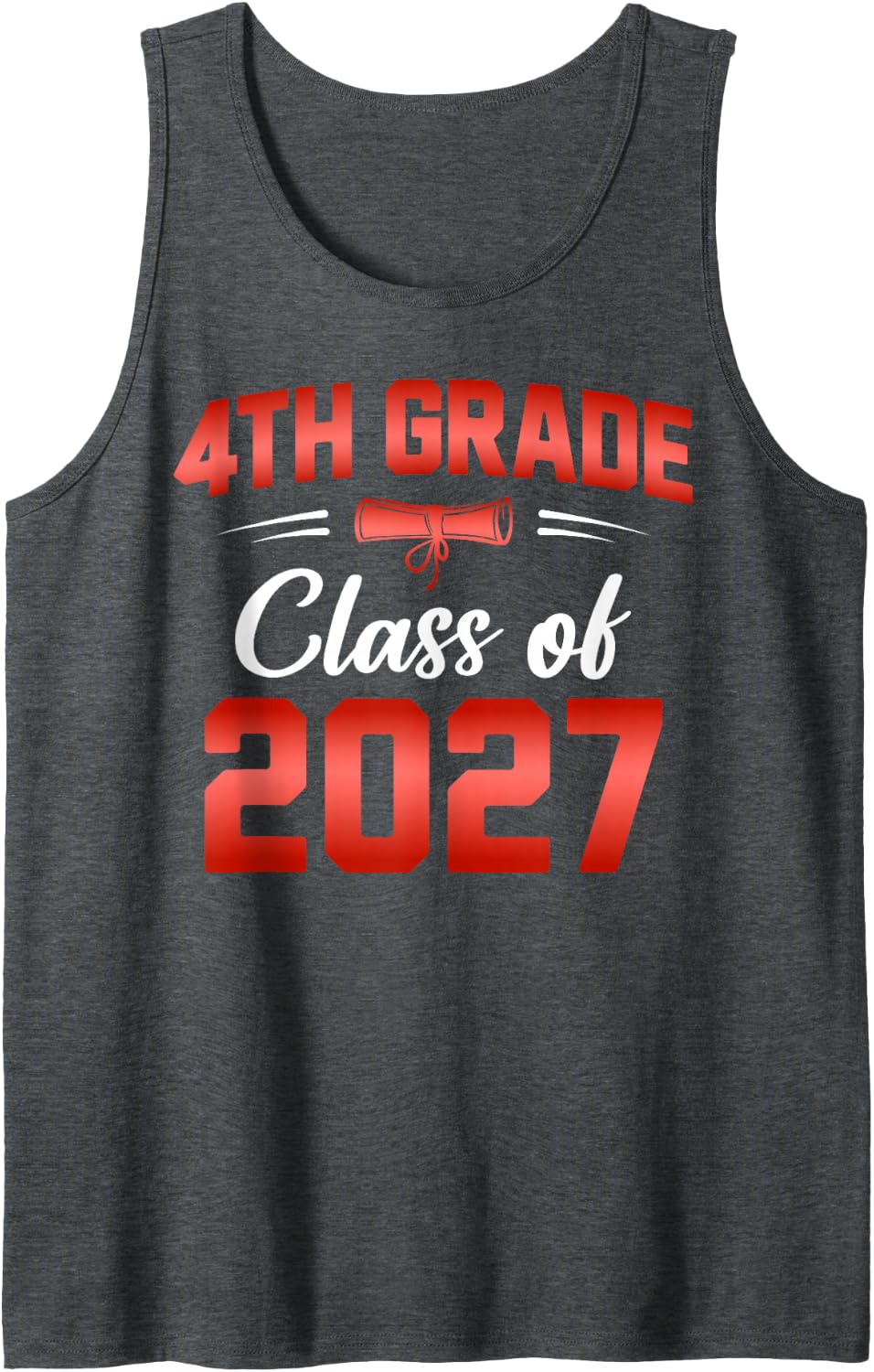 4th Grade Class of 2027 Graduate Student School Graduation Sleeveless Tank Top - Dark Heather Grey