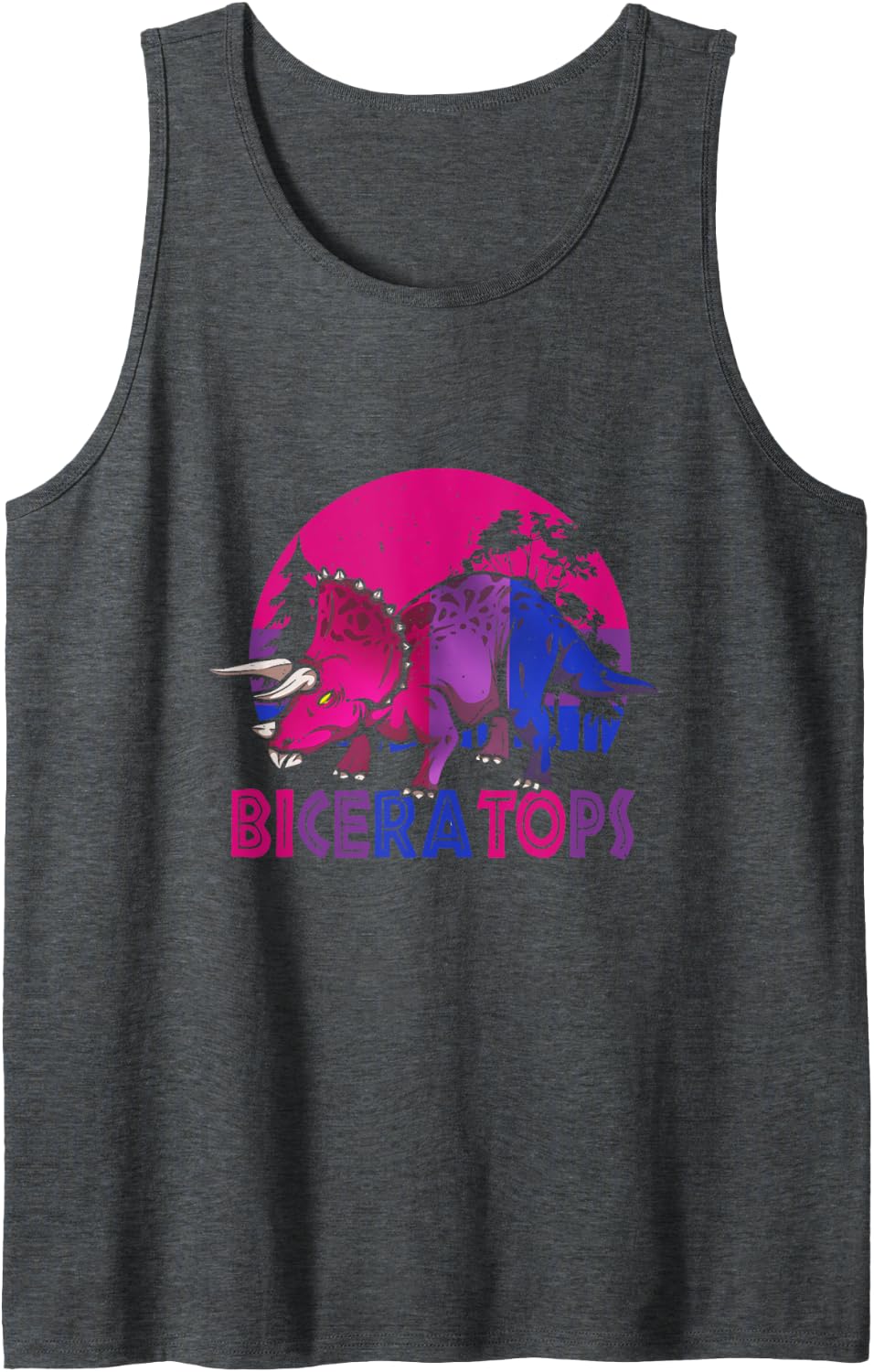 Biceratops Bisexual Dinosaur LGBT Pride Month LGBTQ Tank Top - Dark Heather Grey