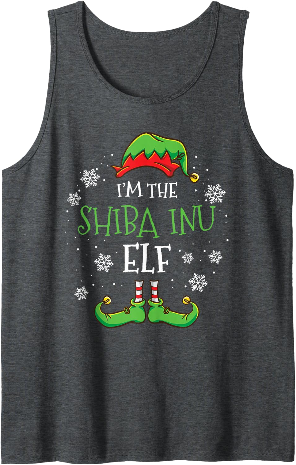 Im The Shiba Inu Elf Christmas Tank Top - Dark Heather Grey
