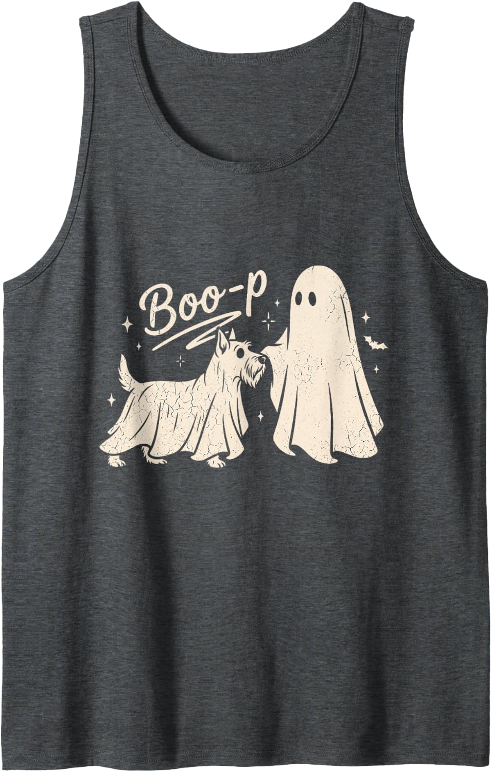 Spooky Season Scottish Terrier Halloween Boo-P Ghost Dog Tank Top - Dark Heather Grey