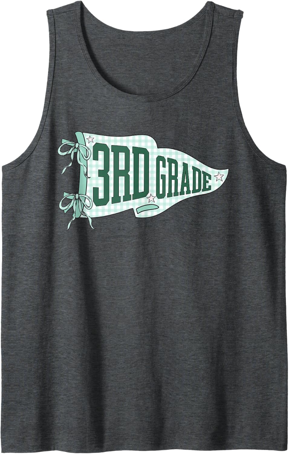 Coquette Pennant Back to School Third 3rd Grade Teacher Kids Sleeveless Tank Top - Dark Heather Grey