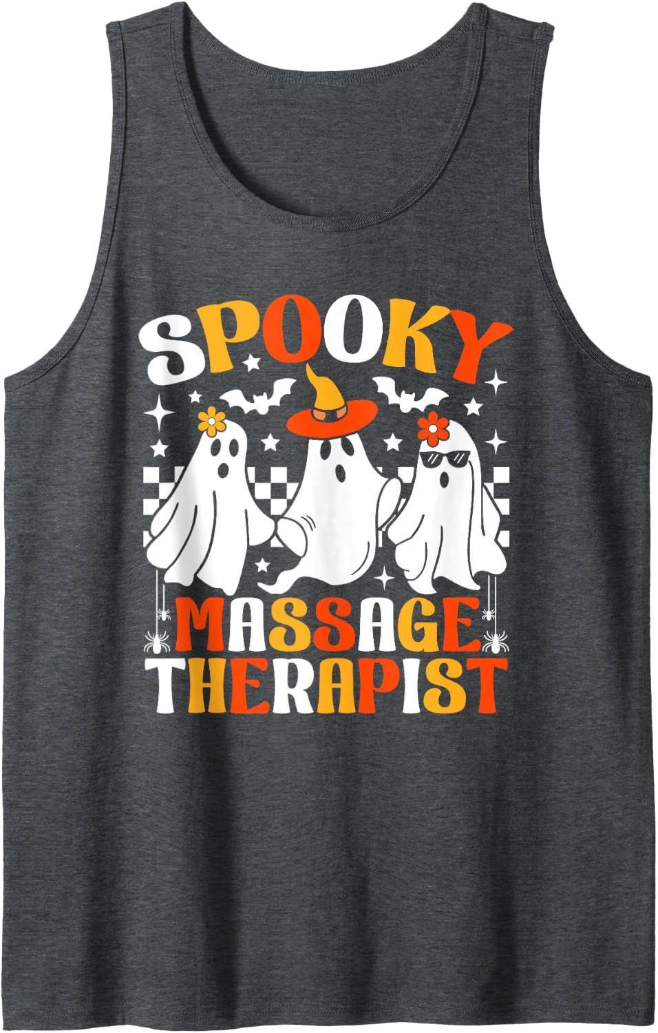Spooky Massage Therapist Funny Ghost Halloween Costume Tank Top - Dark Heather Grey