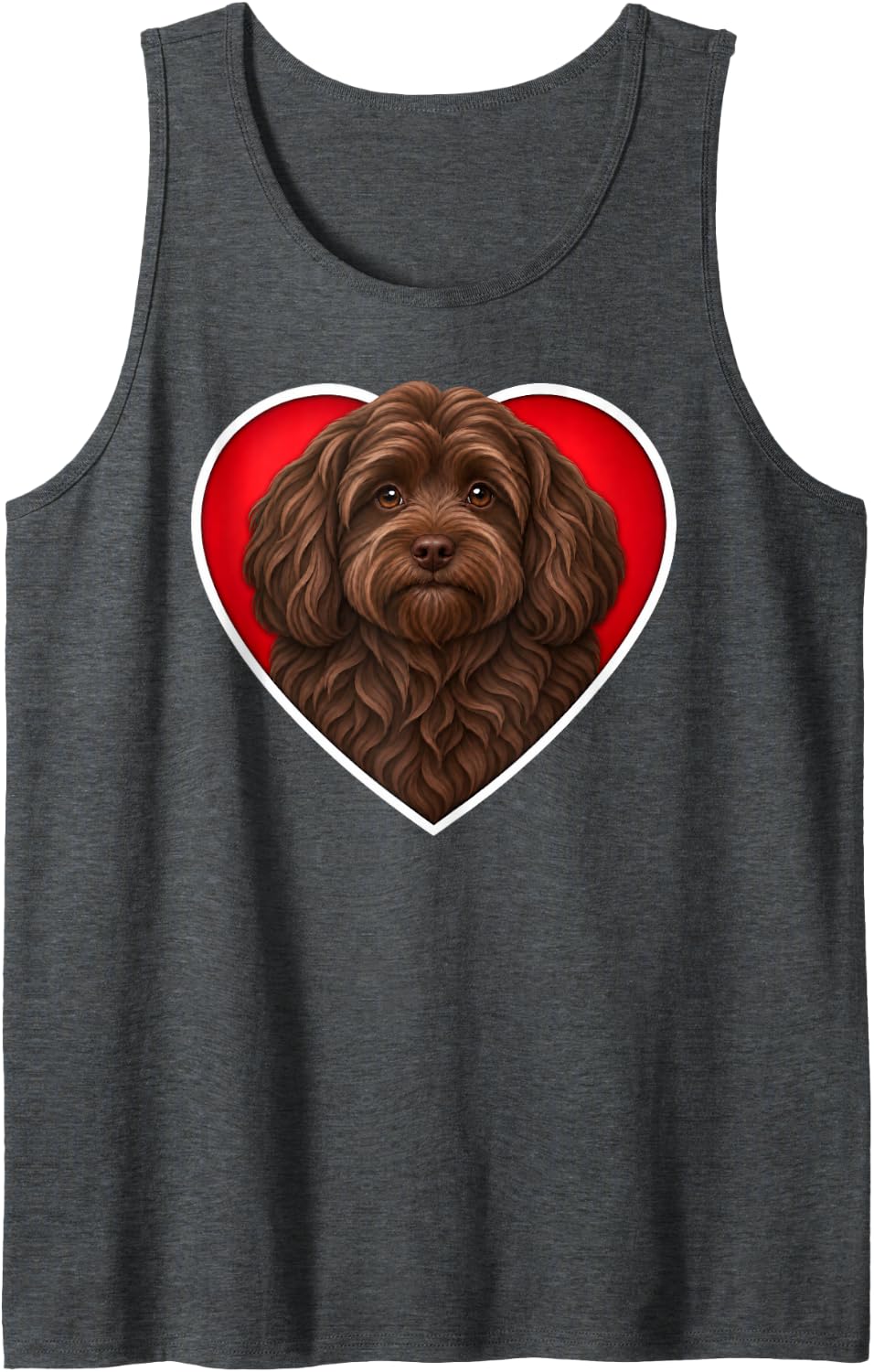 Chocolate Havanese Heart Sleeveless Tank Top - Dark Heather Grey