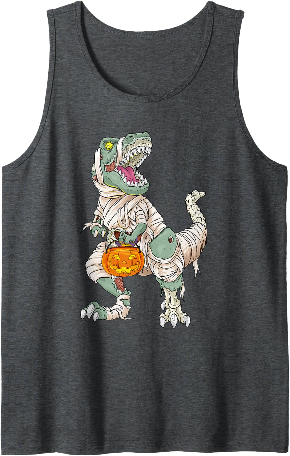 Halloween Dinosaur Spooky Season Prehistoric Creatures Sleeveless Tank Top - Dark Heather Grey
