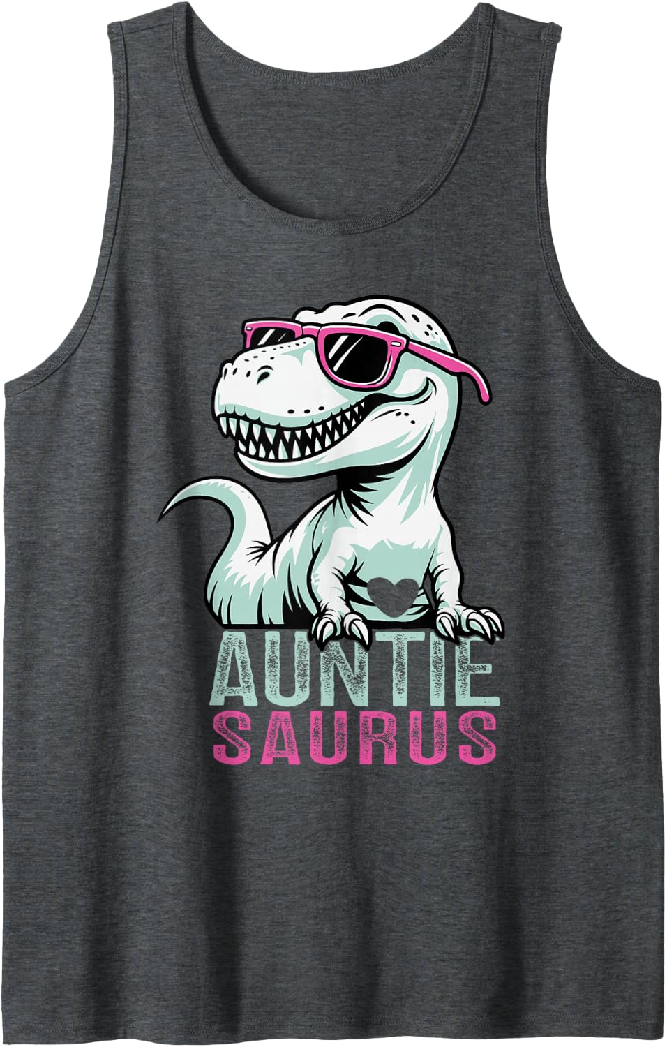 Auntiesaurus T Rex Dinosaur Auntie Saurus Family Matching Tank Top - Dark Heather Grey