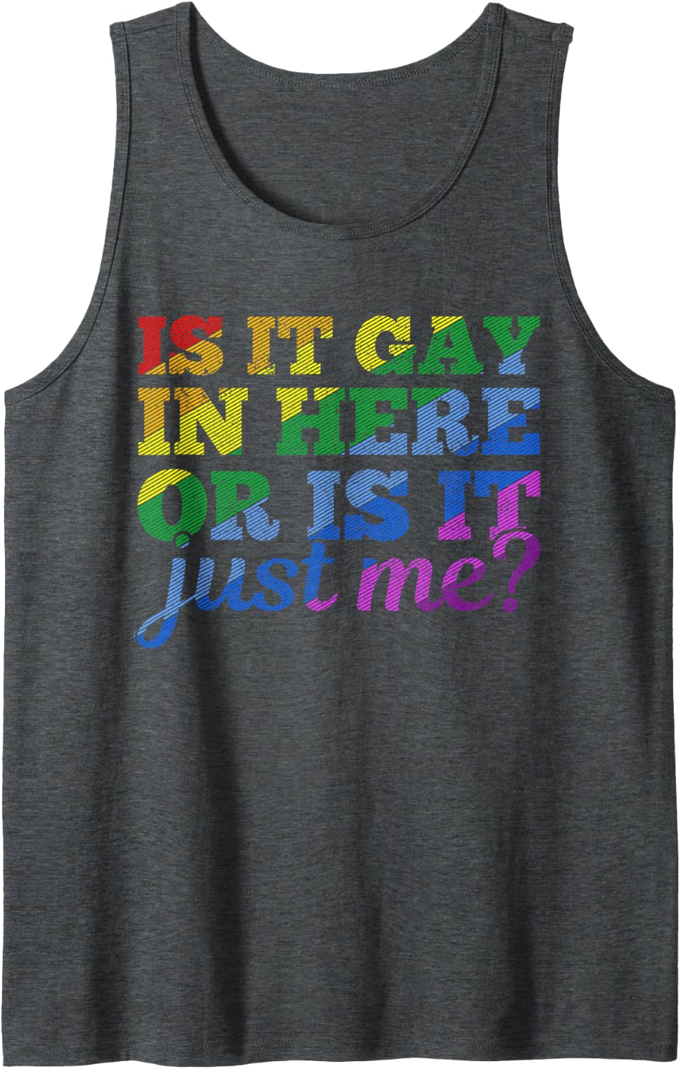 Mens Gay Pride Month LGBT Homosexual Is It Gay In Here Funny Gift Tank Top - Dark Heather Grey