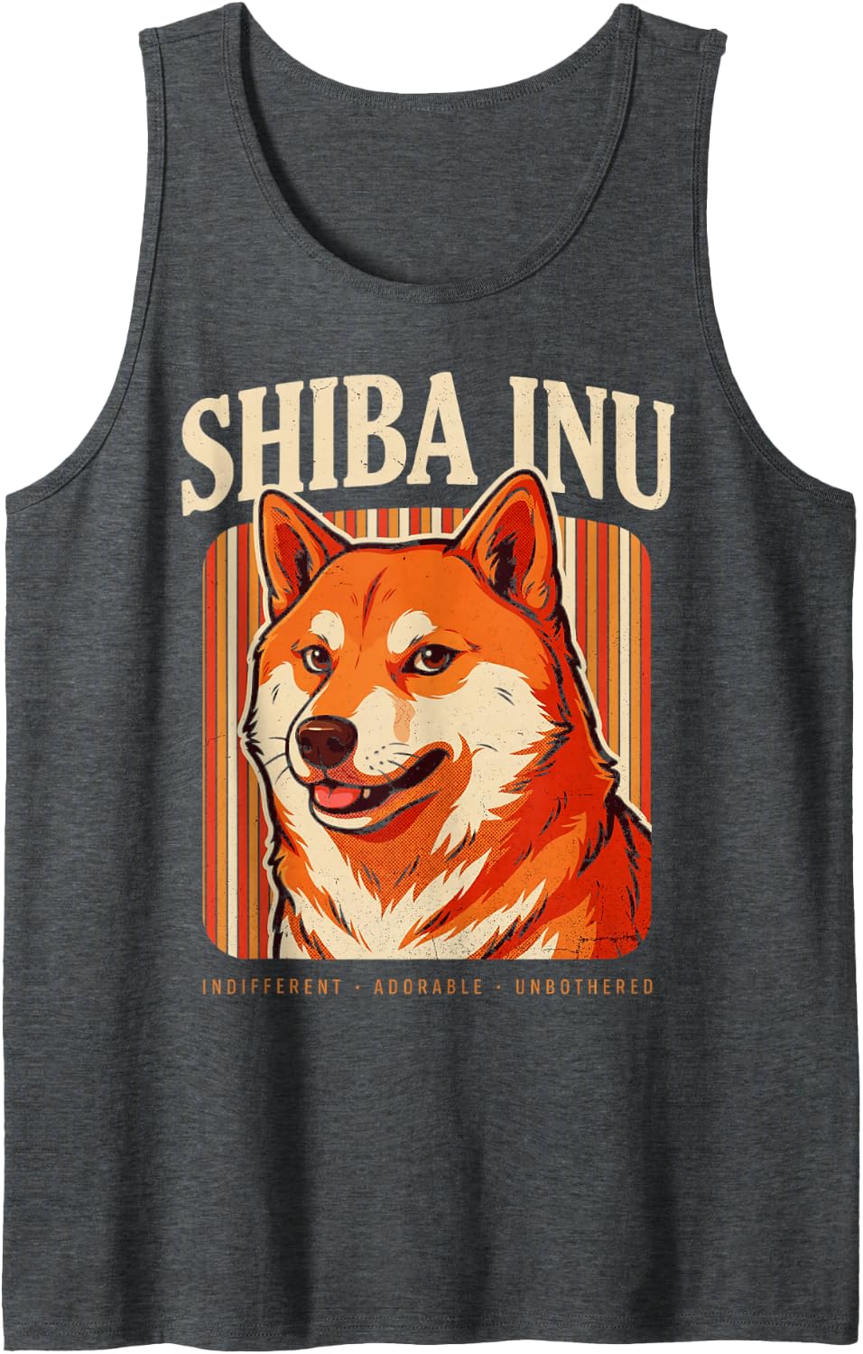 Shiba Inu Indifferent Adorable Unbothered Sleeveless Tank Top - Dark Heather Grey
