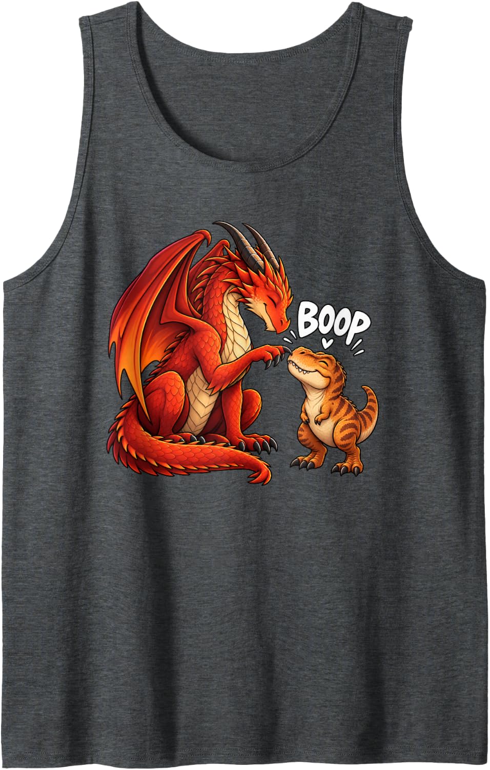 Boop Dragon T-Rex Dinosaur Funny Sleeveless Tank Top - Dark Heather Grey