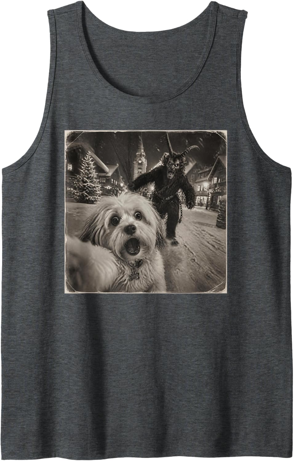 Funny Christmas Havanese Sleeveless Tank Top - Dark Heather Grey