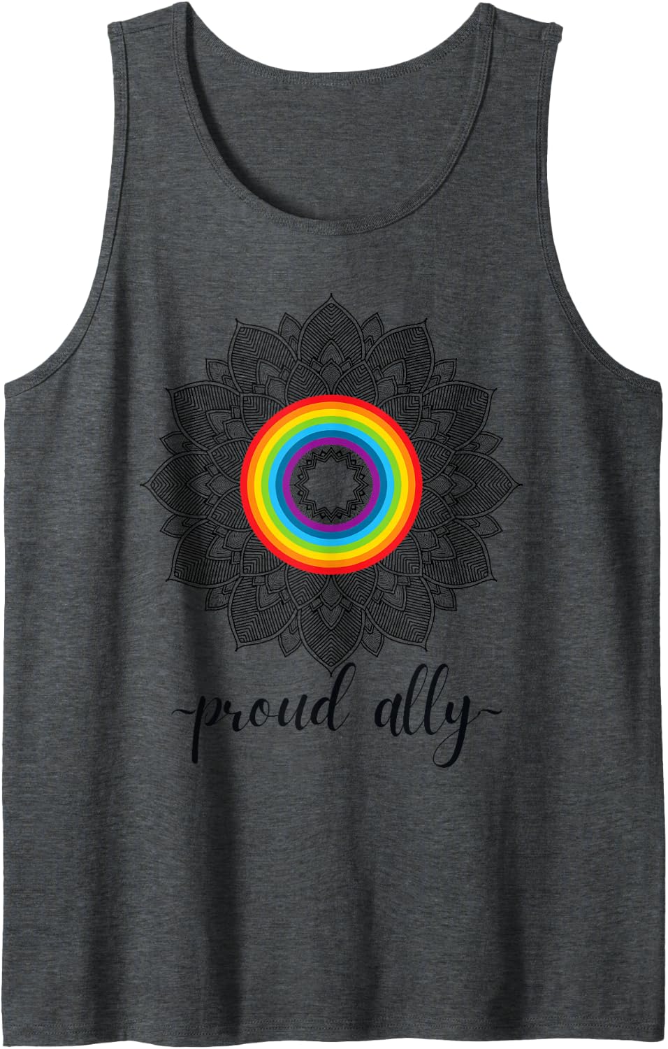 Proud Ally LGBTQIA Gay Pride Month Celebration Tank Top - Dark Heather Grey