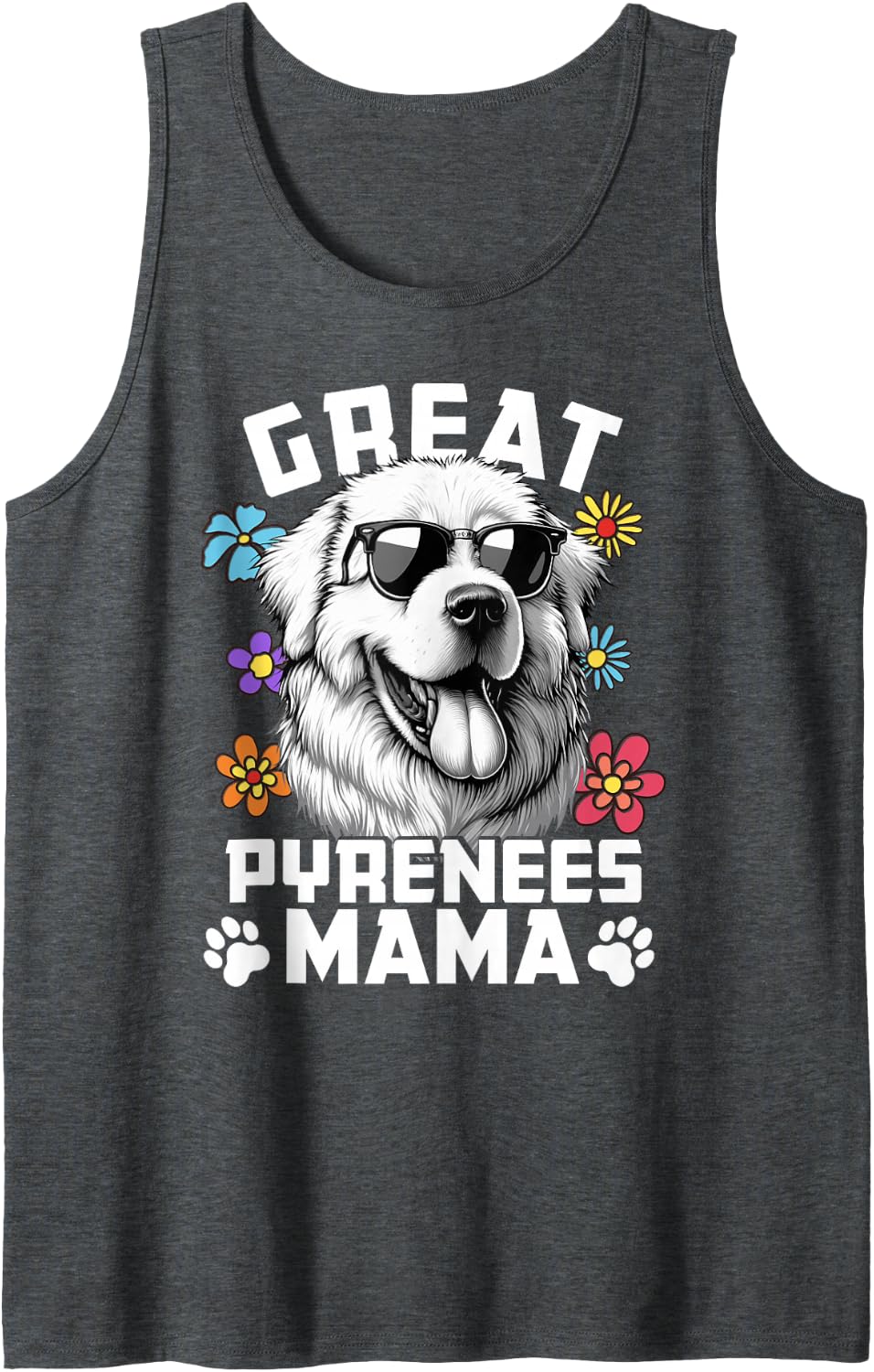 Great Pyrenees Dog Breed Great Pyrenees Mama Sleeveless Tank Top - Dark Heather Grey