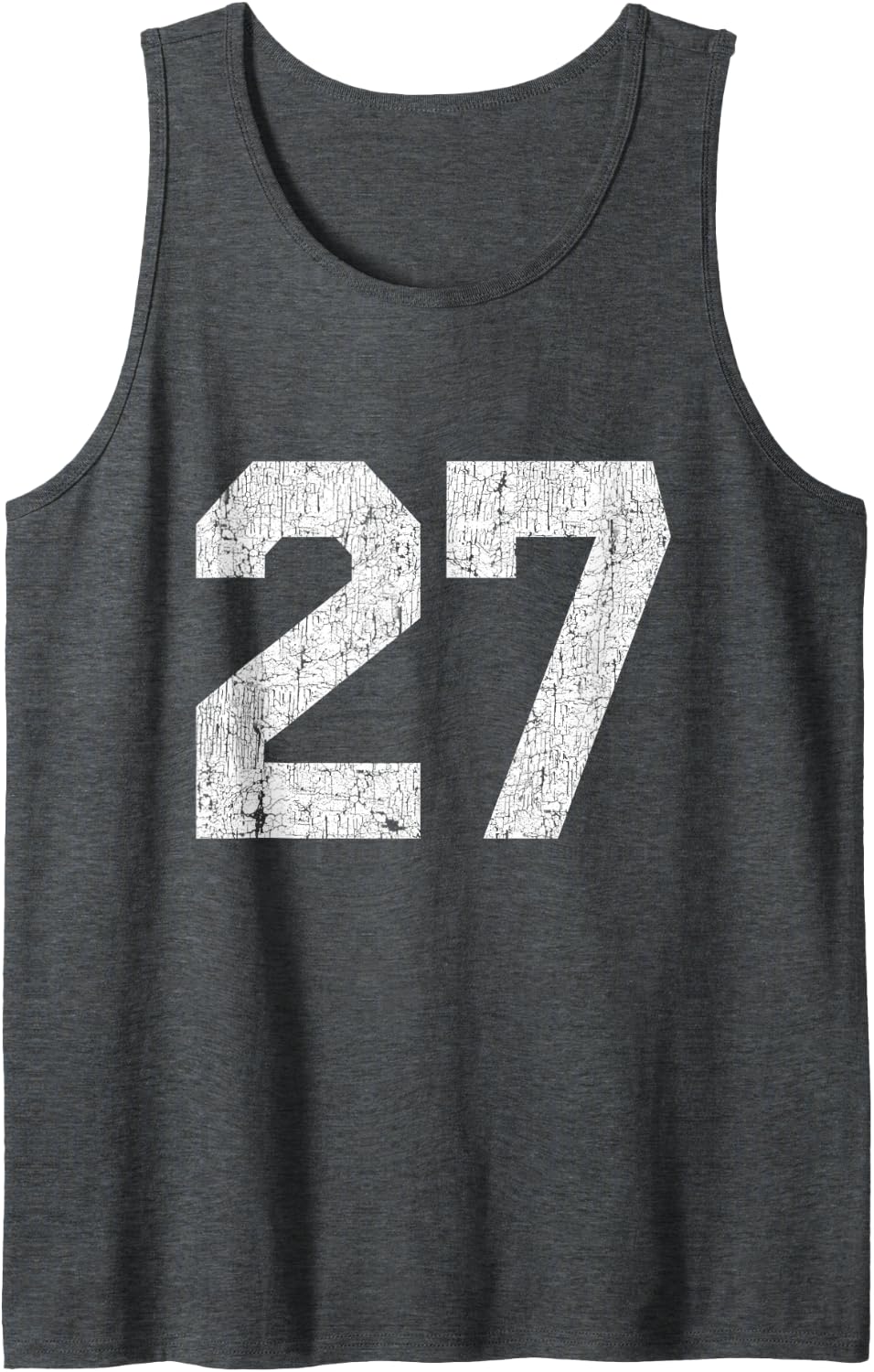 #27 Jersey Uniform Varsity Sports Number, 27th Birthday Sleeveless Tank Top - Dark Heather Grey