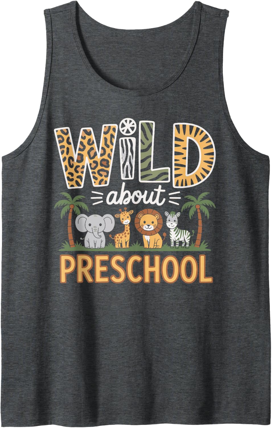 Wild About Pre-K Zoo Animals Zoo for Teachers Students Sleeveless Tank Top - Dark Heather Grey