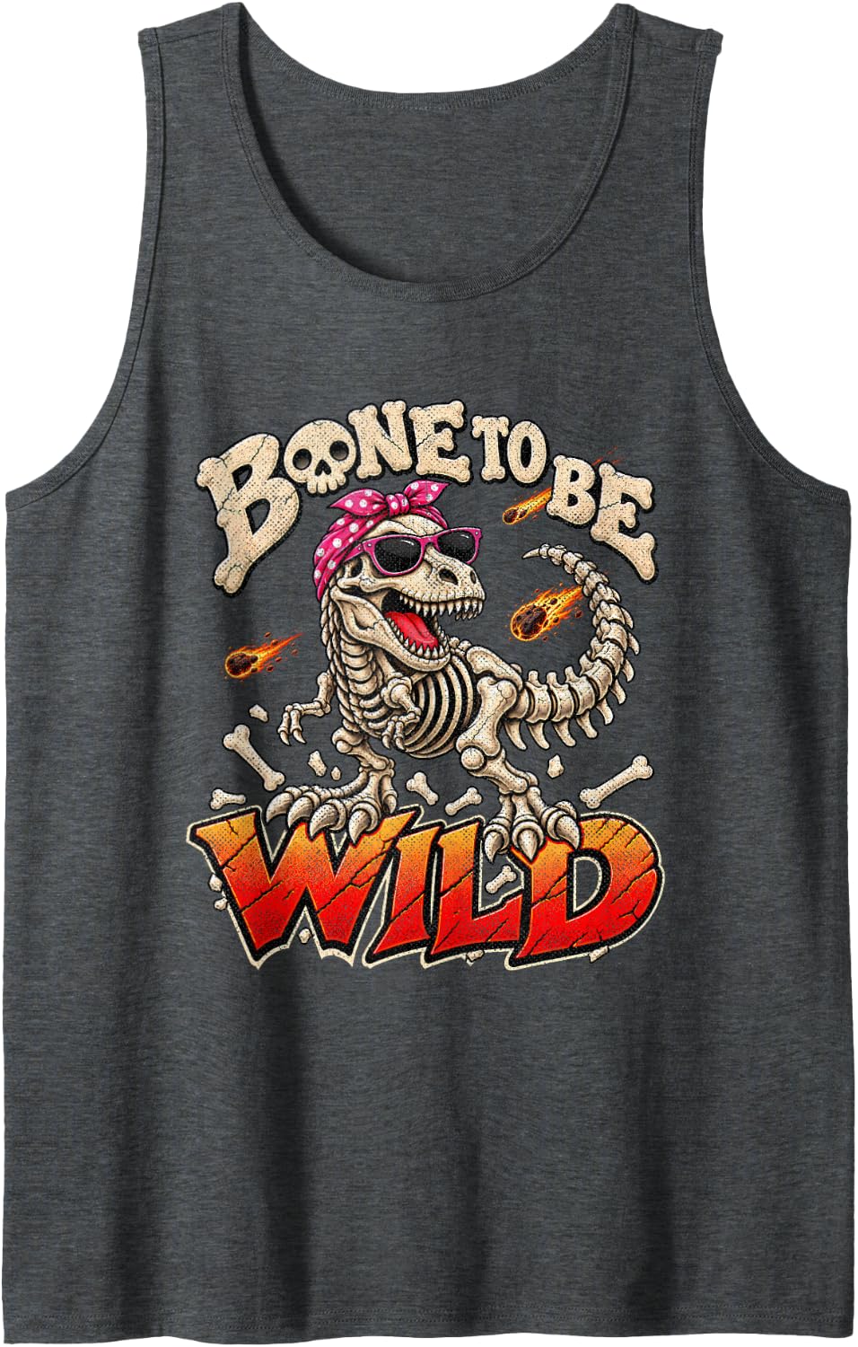 Funny T Rex Skeleton Bones Mom Daughter Girls Dinosaur Sleeveless Tank Top - Dark Heather Grey