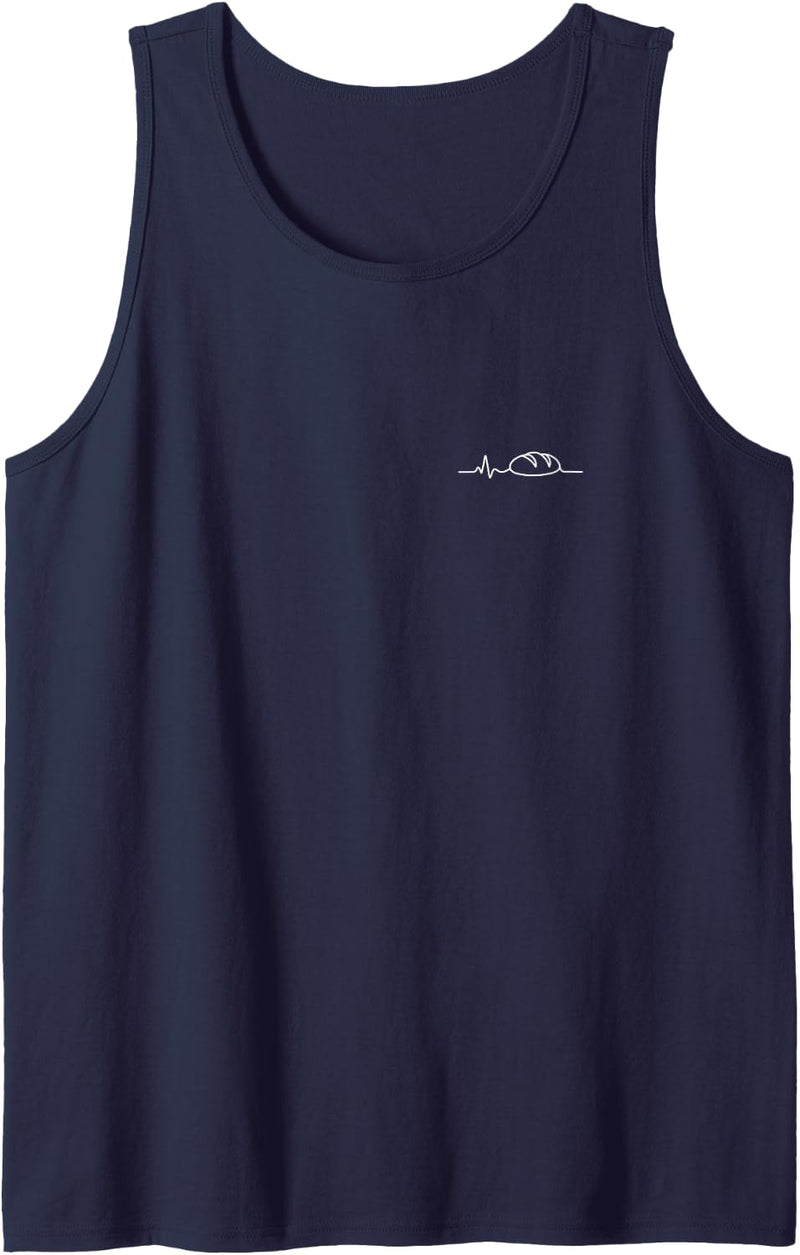 Sourdough Baking Heartbeat Minimalist Baker Design Sleeveless Tank Top - Navy Blue