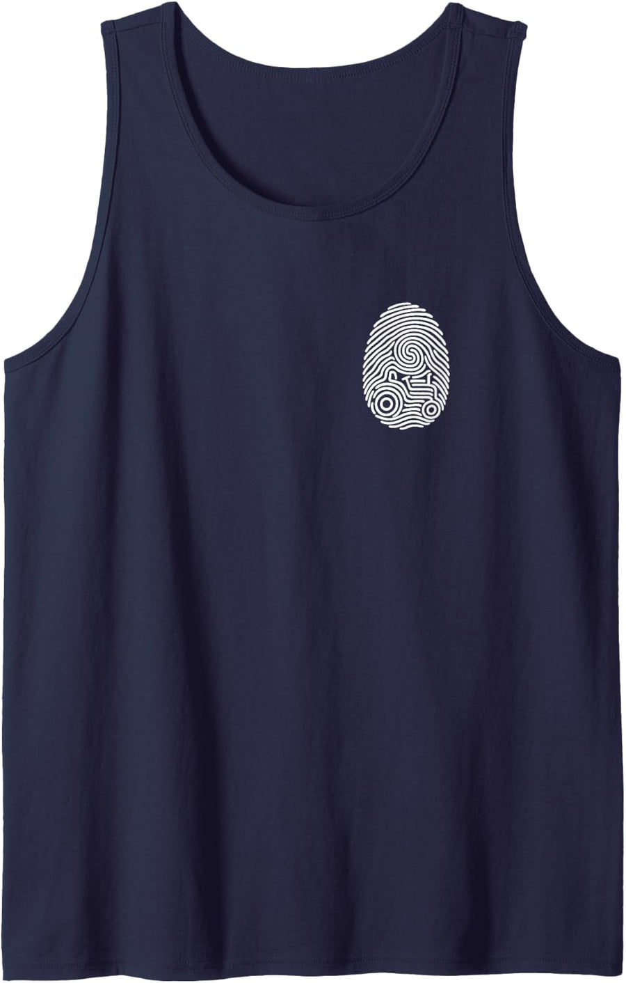 Tractor Fingerprint Minimalist Subtle Farmer Hobby Sleeveless Tank Top - Navy Blue
