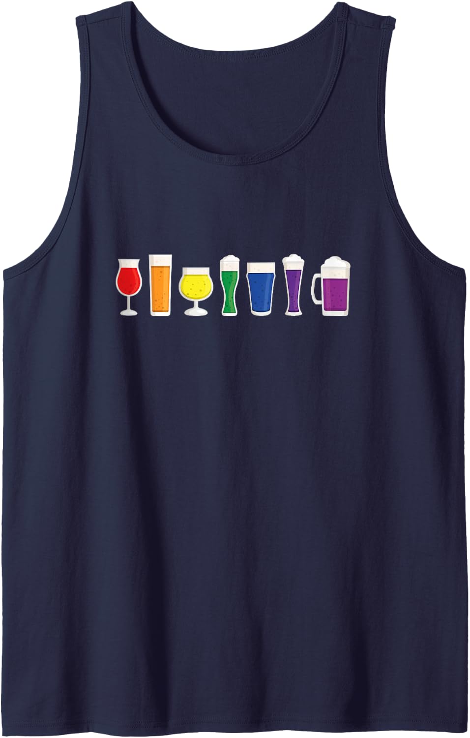 LGBTQ Rainbow Beer Mug Gay Queer Pride Month Proud Lesbian Tank Top - Navy Blue