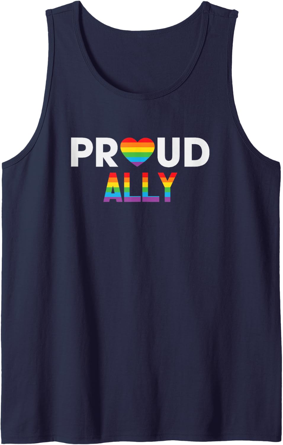 Proud Ally LGBT Heart Gay Pride Month Tank Top - Navy Blue