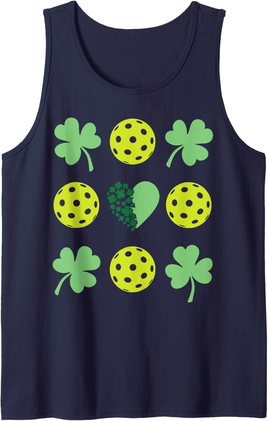 Pickleball St Patricks Day Lucky Pickleball Player Shamrock Tank Top - Navy Blue