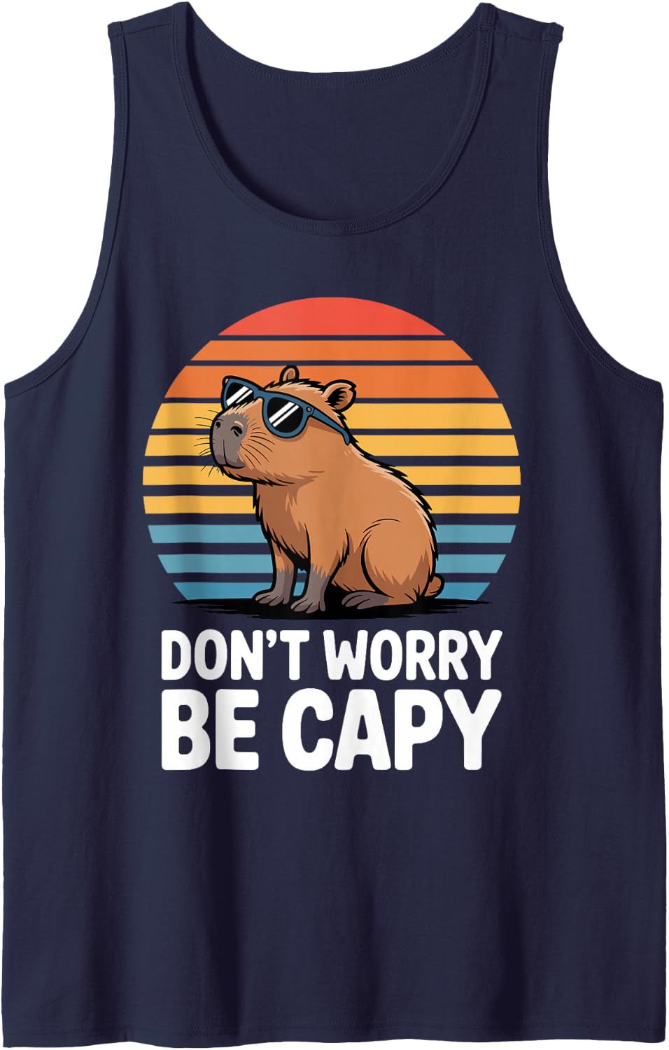 Cute Capybara Art for Men Women Kids Animal Rodent Capybara Sleeveless Tank Top - Navy Blue