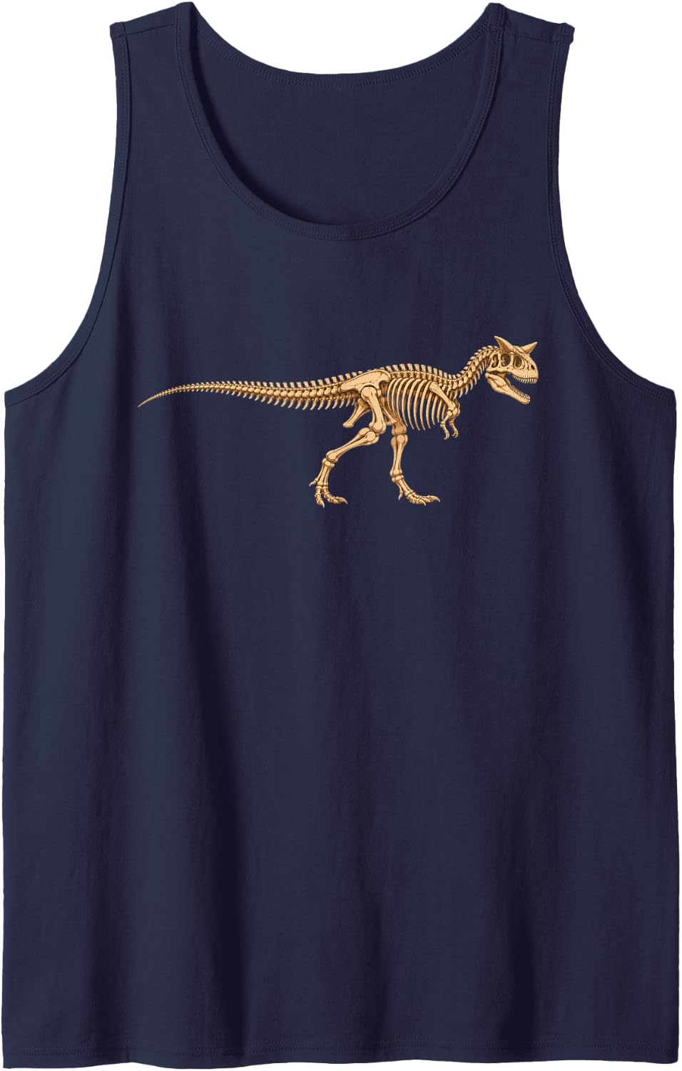 Men's Carnotaurus Skeleton Prehistoric Dinosaur Sleeveless Tank Top - Navy Blue