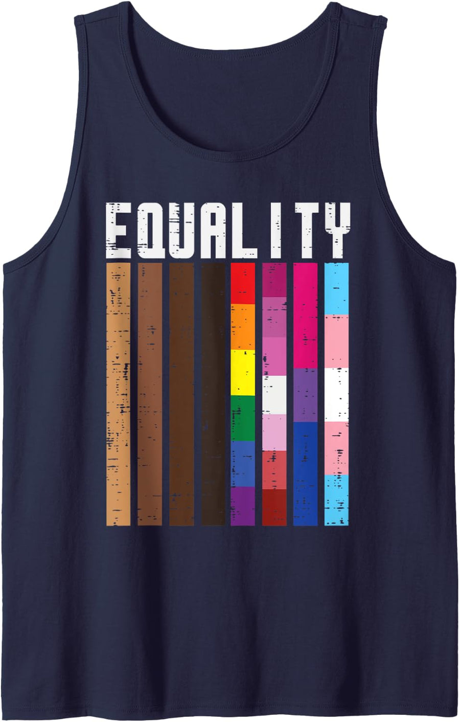 Equality Black LGBT Pride Rainbow Lesbian Gay Bi Trans Gift Tank Top Small - Navy Blue