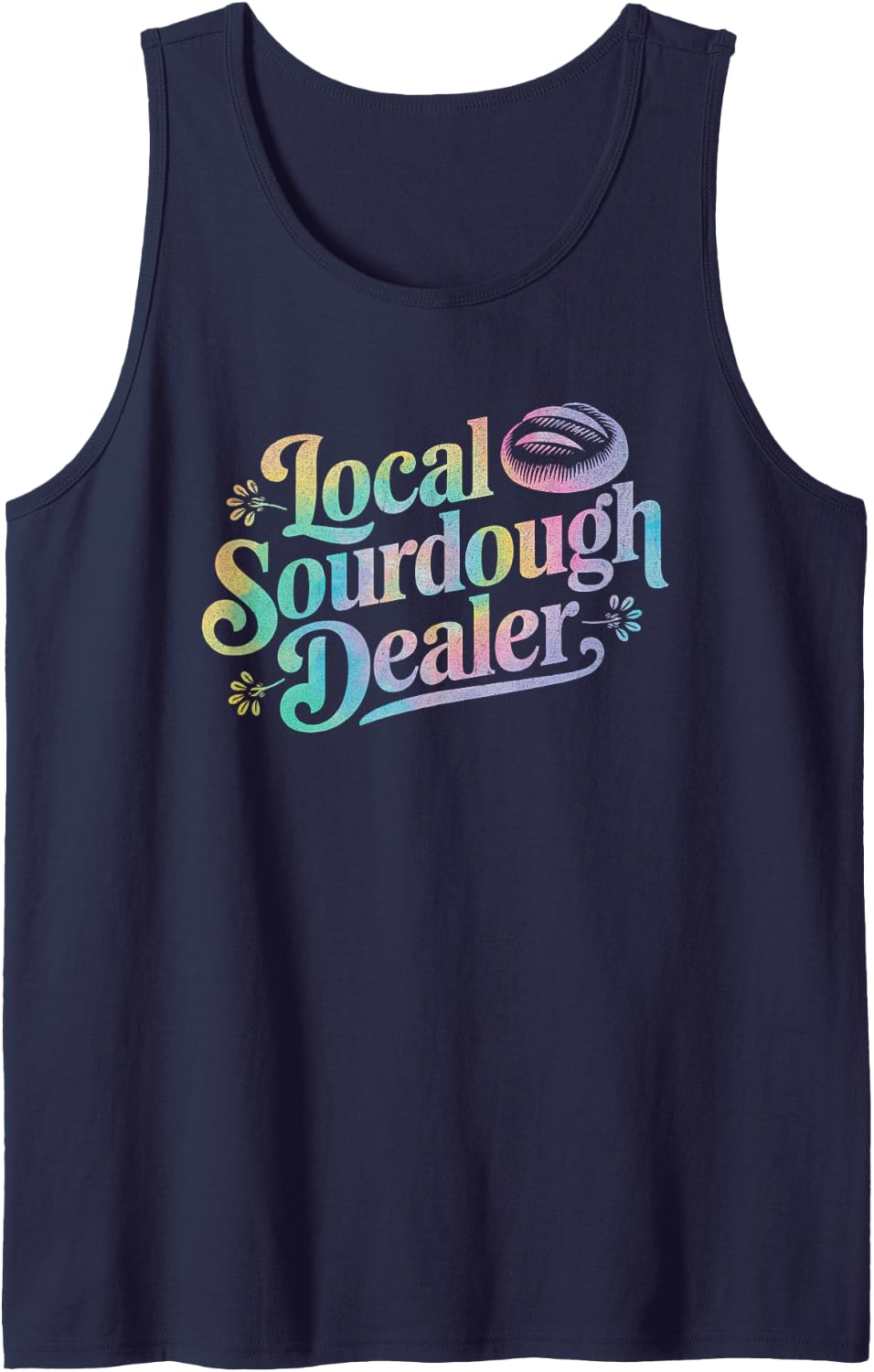 Tie Dye Support Your Local Sourdough Dealer Bread Baker Tank Top - Navy Blue