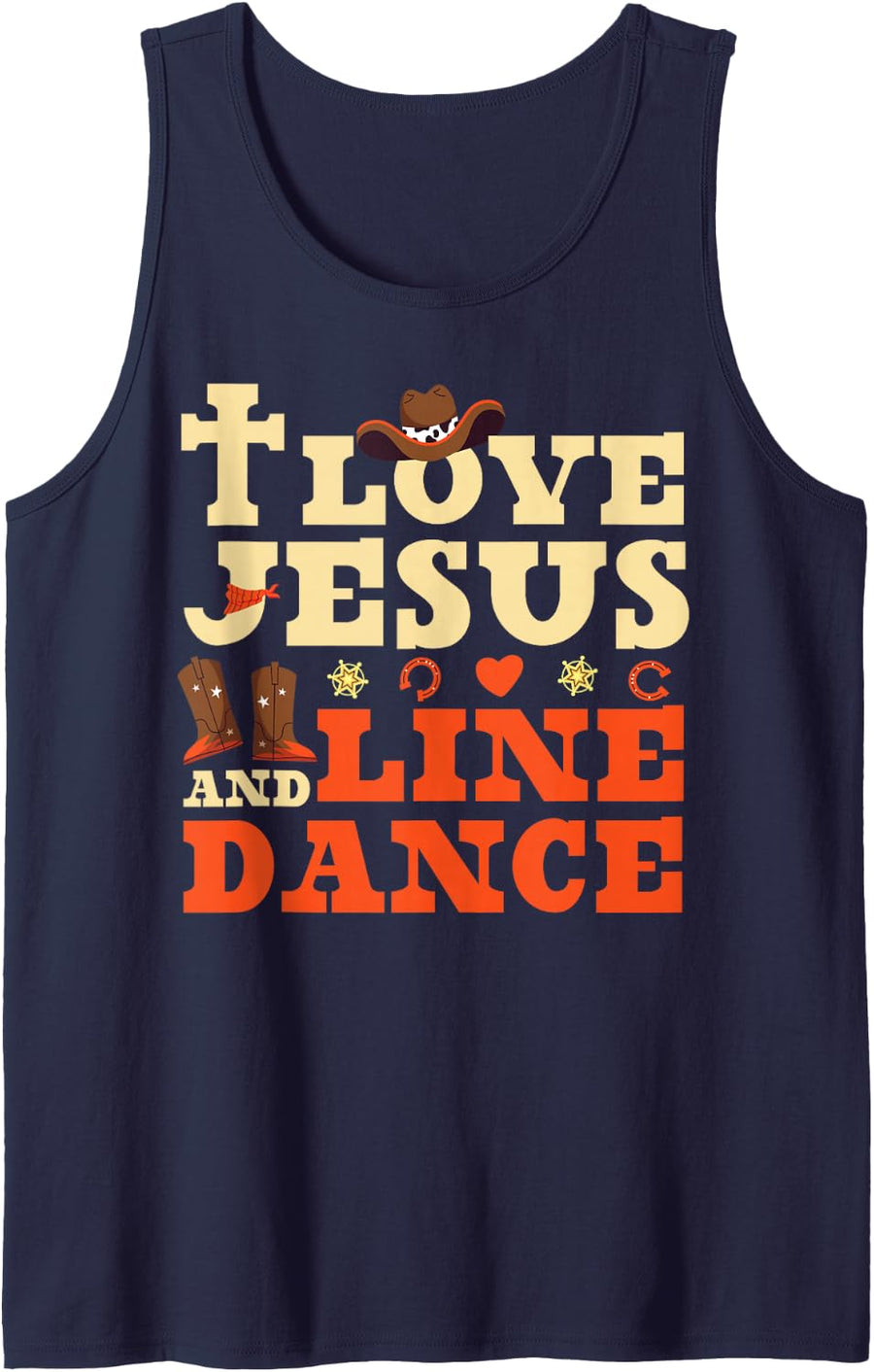 Line Dancing Dance Teacher Jesus Faith Christian I Love Sleeveless Tank Top - Navy Blue