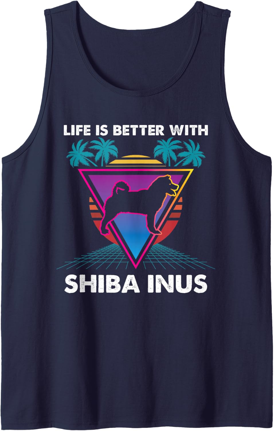 Life is Better with Shiba Inus Vintage Sleeveless Tank Top - Navy Blue