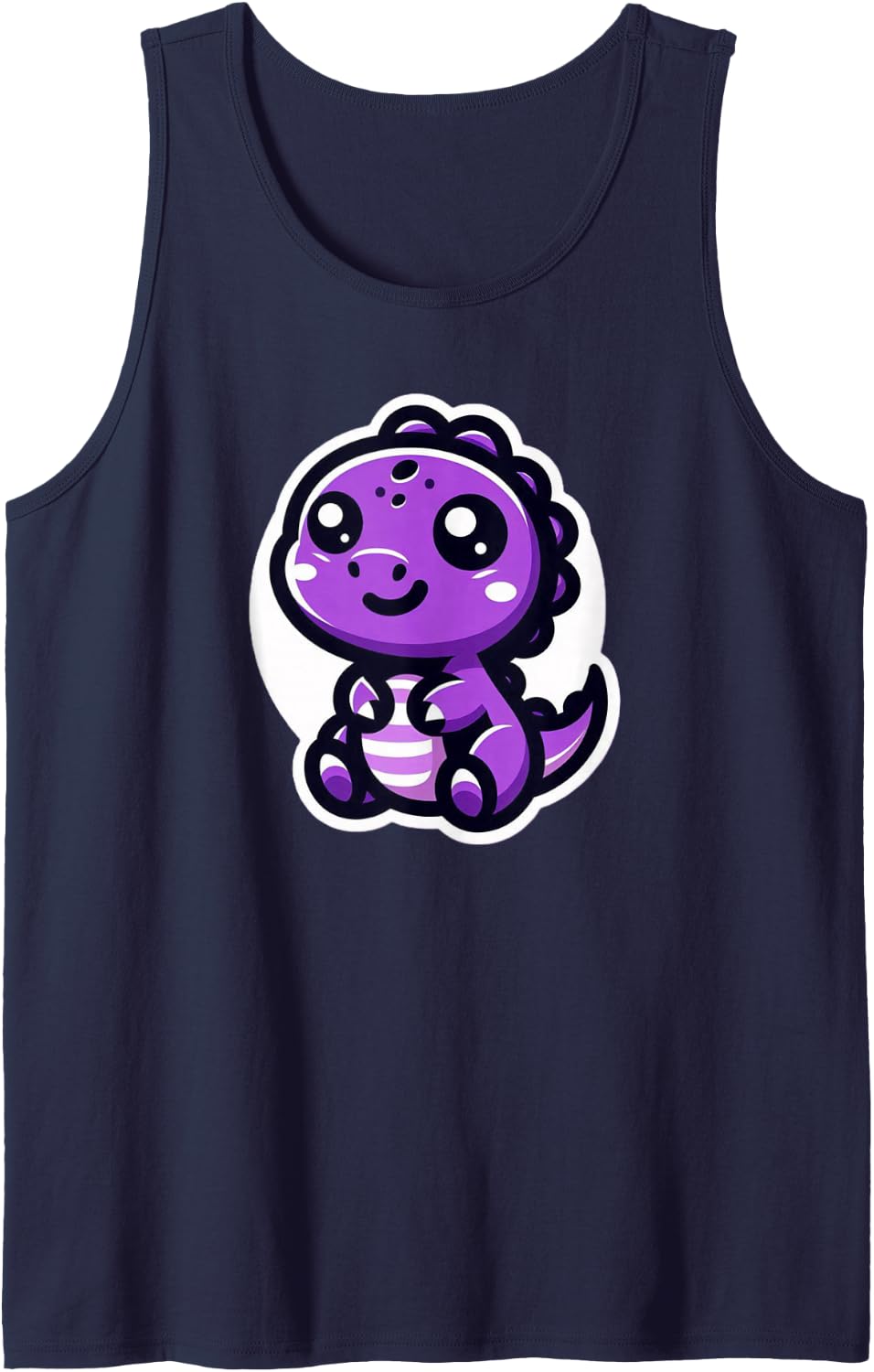 Women Cute Purple Dinosaur Graphic Logo Funny Dino Teen Kids Sleeveless Tank Top - Navy Blue