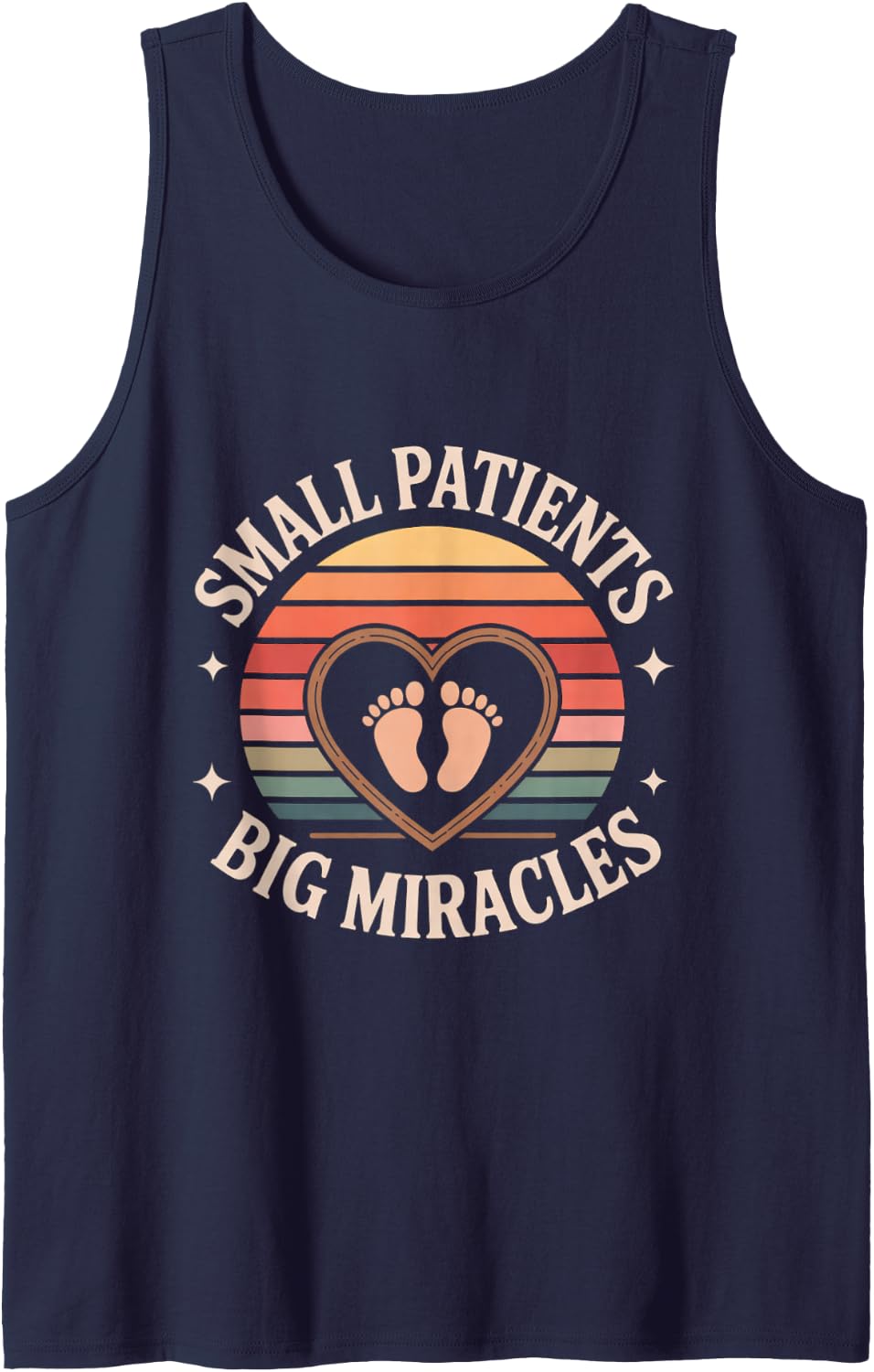 Small Patients Big Miracles NICU Nurse Neonatal Care Sleeveless Tank Top - Navy Blue