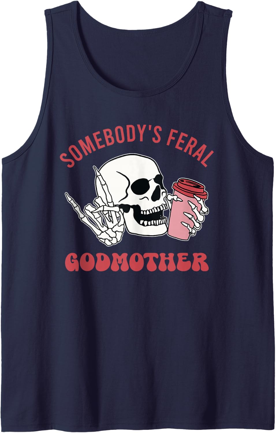 Somebody's Feral Godmother, Funny Sleeveless Tank Top - Navy Blue