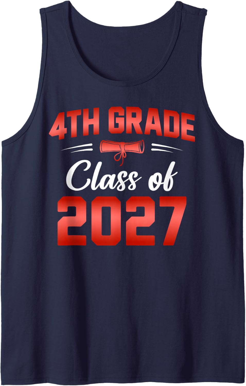 4th Grade Class of 2027 Graduate Student School Graduation Sleeveless Tank Top - Navy Blue