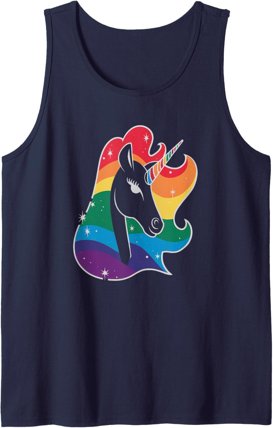 LGBTQ Gift Equality Ally Lesbian Queer Unicorn Transgender Tank Top - Navy Blue