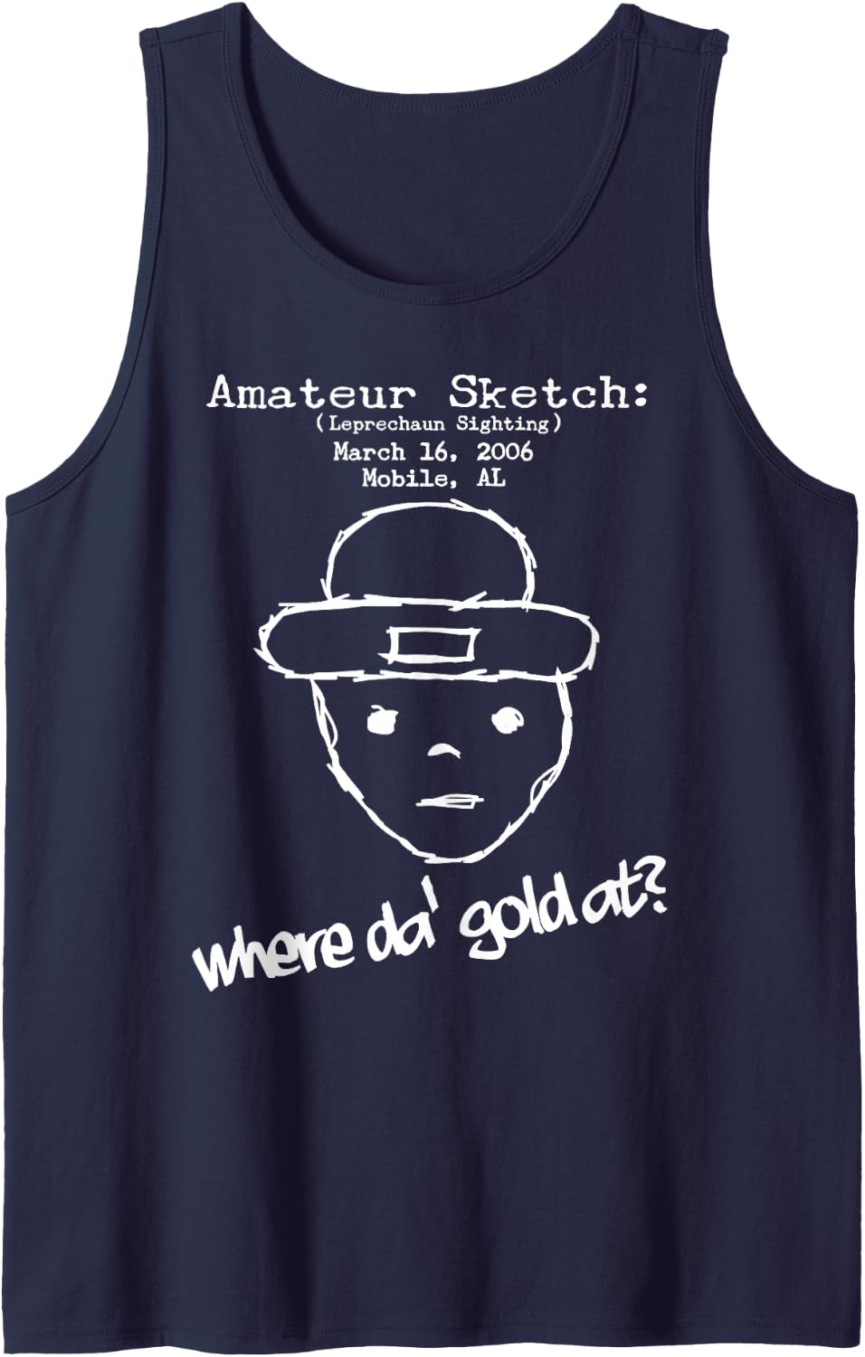 Armature Leprechaun Where Da Gold At Sleeveless Tank Top - Navy Blue