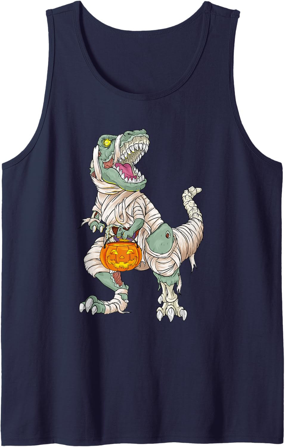 Halloween Dinosaur Spooky Season Prehistoric Creatures Sleeveless Tank Top - Navy Blue