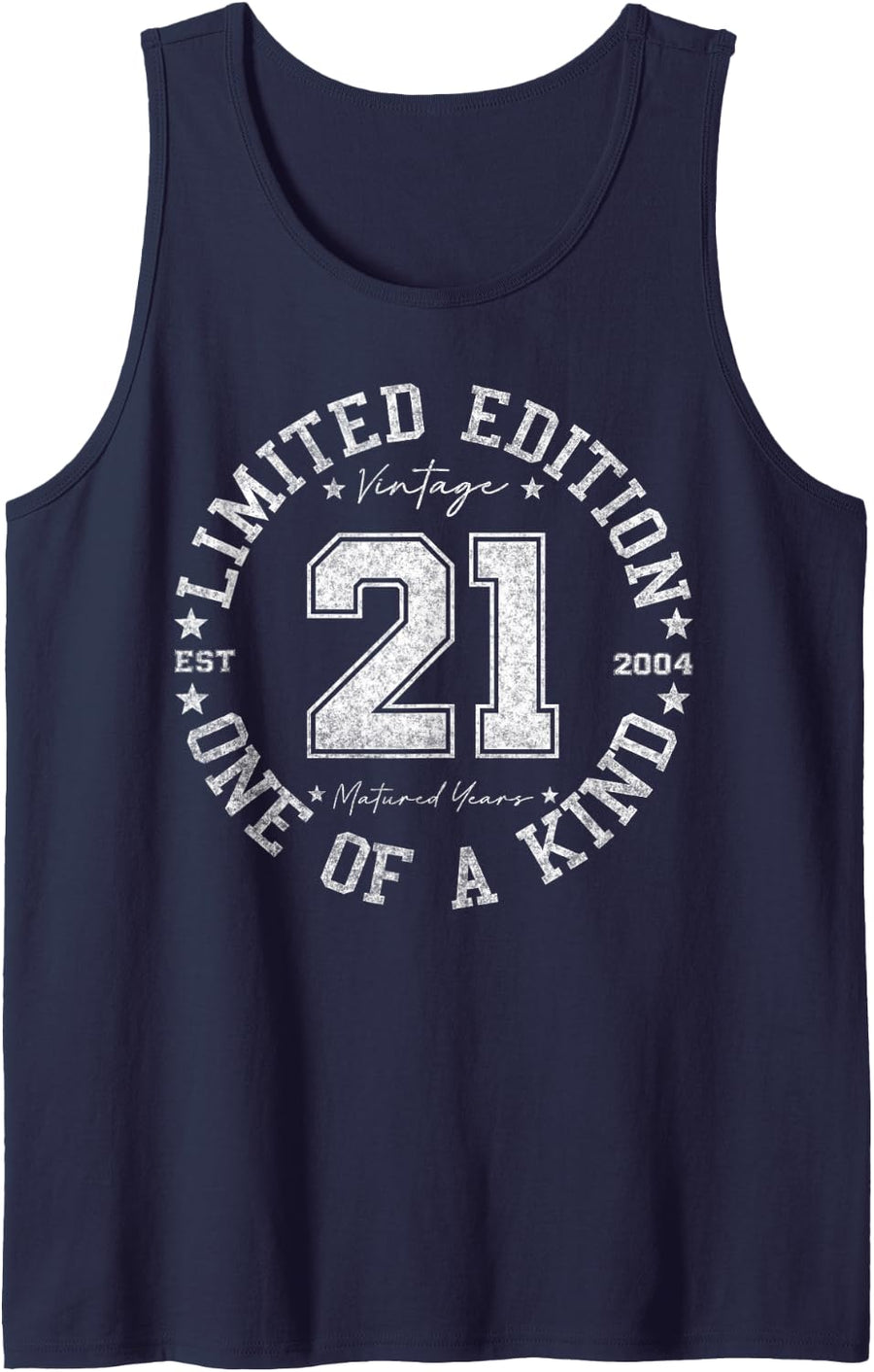 21 Year Old Gifts Vintage 2004 Limited Edition 21st Birthday Sleeveless Tank Top - Navy Blue